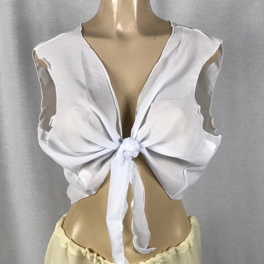 Zuliana white front tie sleeveless crop top size XL. Made in USA. New Tags